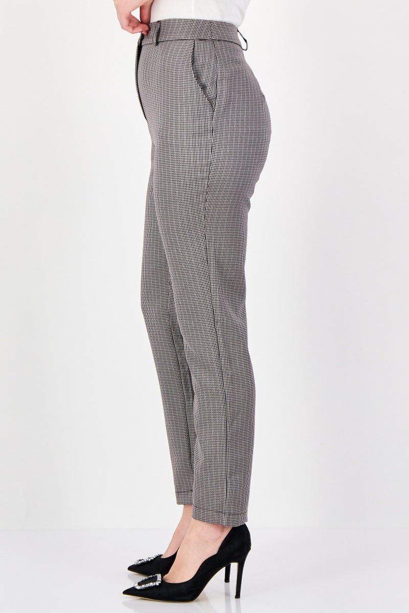 trendyol Women Cigarette Fit Houndstooth Straight Leg Pants, Multicolor - Image 2